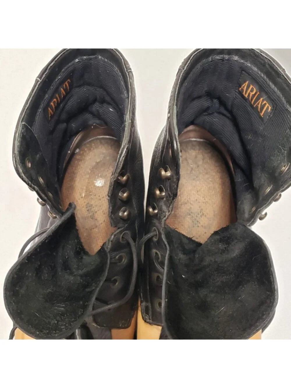 Ariat Two-Tone Leather Lace-Up Riding Boots Horse Hair Tassels Black Tan Size 7. - Picture 14 of 14